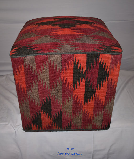 One of a Kind Kilim Rug Pouf Ottoman foot stool - #22 - Crafters and Weavers