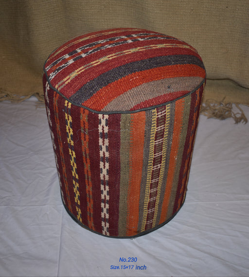 One of a Kind Kilim Rug Pouf Ottoman foot stool - #230 - Crafters and Weavers