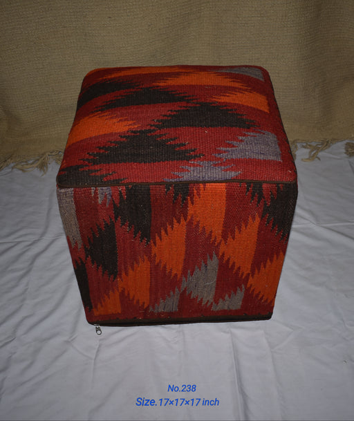 One of a Kind Kilim Rug Pouf Ottoman foot stool - #238 - Crafters and Weavers