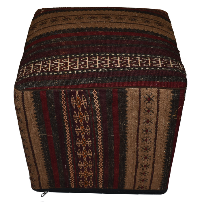 One of a Kind Kilim Rug Pouf Ottoman foot stool - #239 - Crafters and Weavers