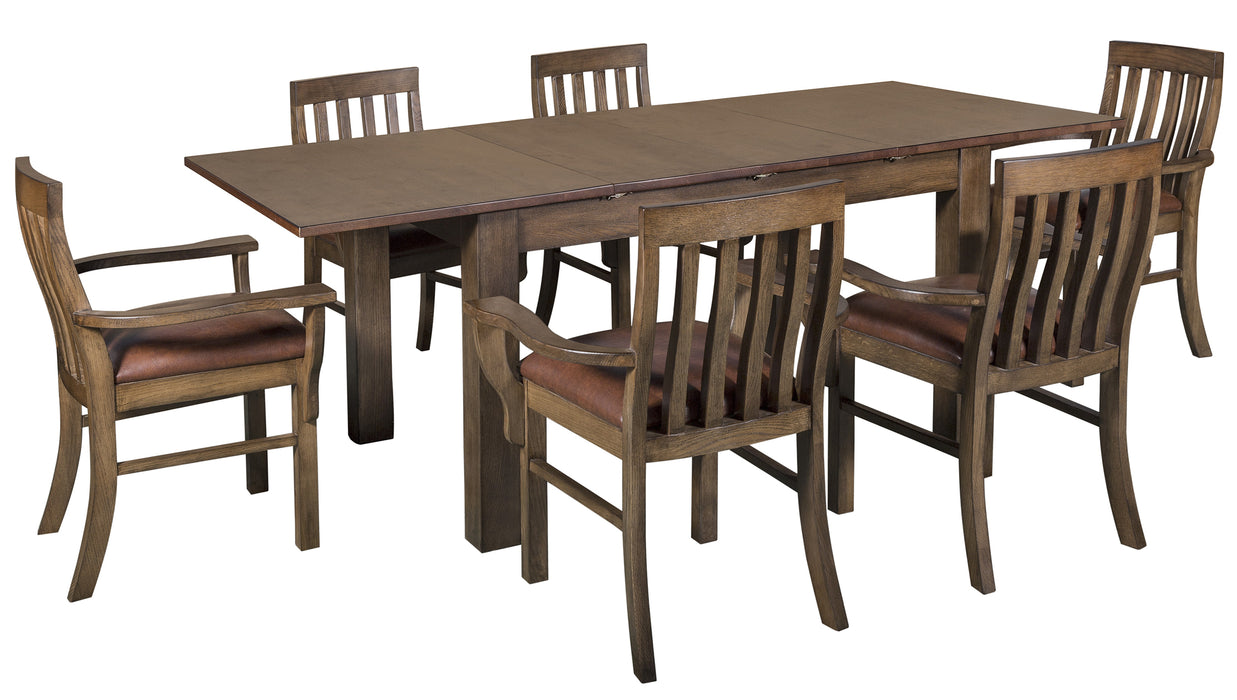 Mission Style Square Leg Dining Table Set with 6 Chairs - Crafters and Weavers