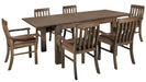 Mission Style Square Leg Dining Table Set with 6 Chairs - Crafters and Weavers