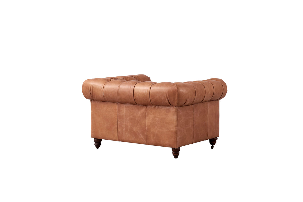 Century Chesterfield Arm Chair - Light Chestnut Leather