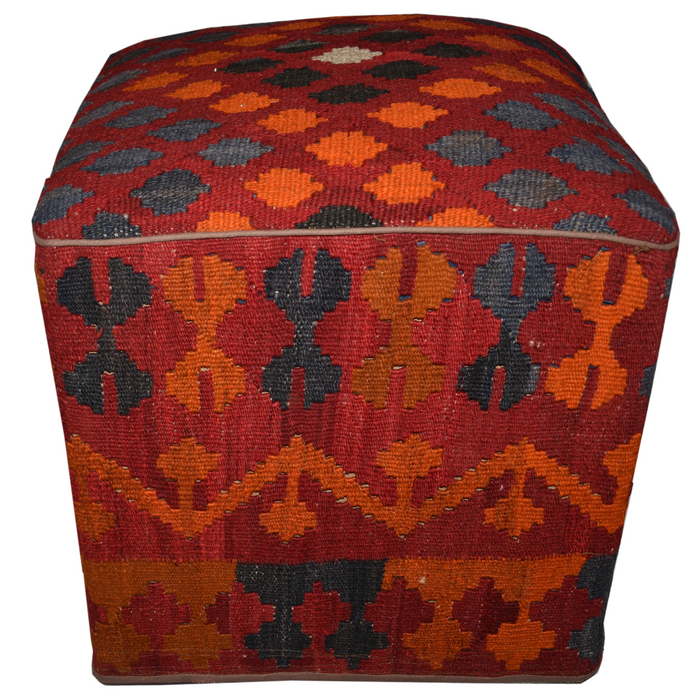One of a Kind Kilim Rug Pouf Ottoman foot stool - #23 - Crafters and Weavers