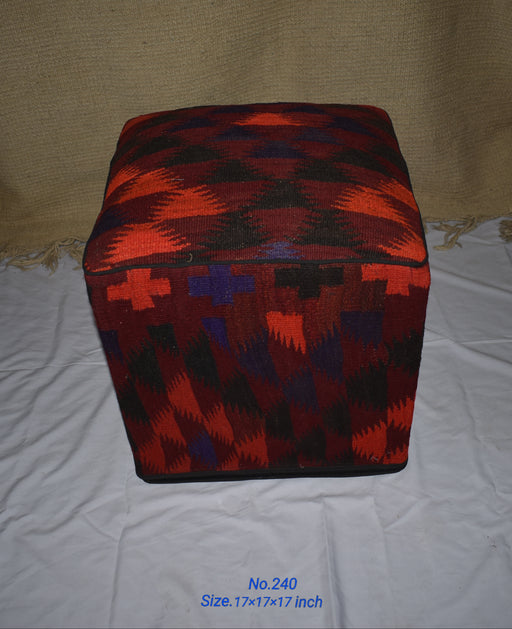 One of a Kind Kilim Rug Pouf Ottoman foot stool - #240 - Crafters and Weavers