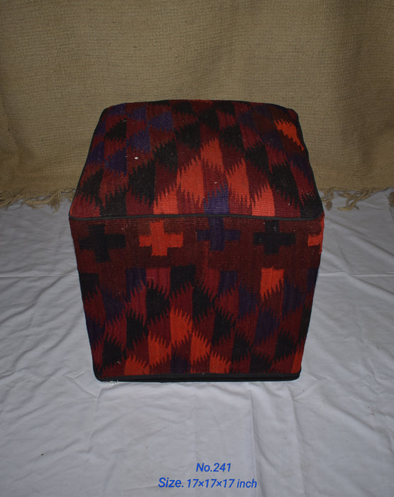 One of a Kind Kilim Rug Pouf Ottoman foot stool - #241 - Crafters and Weavers