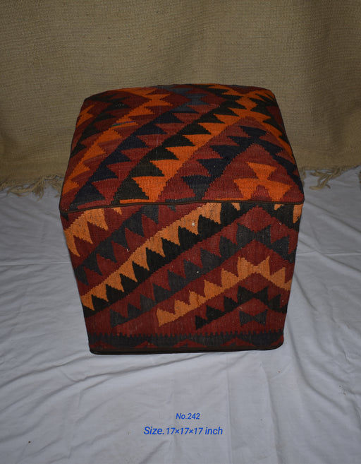 One of a Kind Kilim Rug Pouf Ottoman foot stool - #242 - Crafters and Weavers
