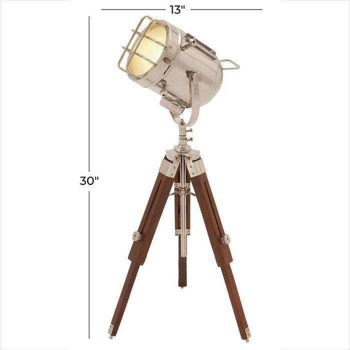 BROWN INDUSTRIAL DESK LAMP, 13" X 13" X 30"
