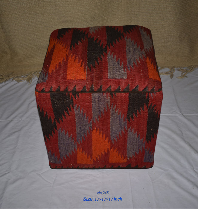 One of a Kind Kilim Rug Pouf Ottoman foot stool - #245 - Crafters and Weavers