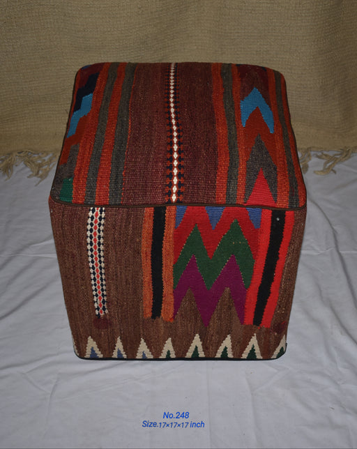 One of a Kind Kilim Rug Pouf Ottoman foot stool - #248 - Crafters and Weavers