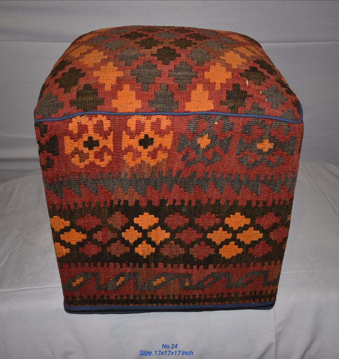 SOLD OUT One of a Kind Kilim Rug Pouf Ottoman foot stool - #24 - Crafters and Weavers