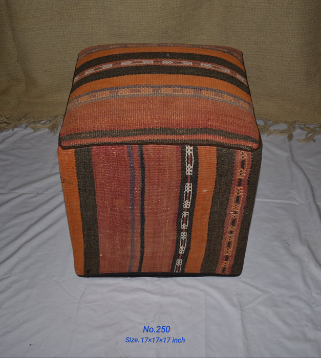 One of a Kind Kilim Rug Pouf Ottoman foot stool - #250 - Crafters and Weavers