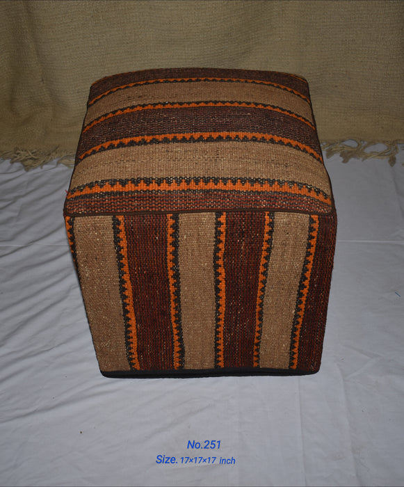 One of a Kind Kilim Rug Pouf Ottoman foot stool - #251 - Crafters and Weavers
