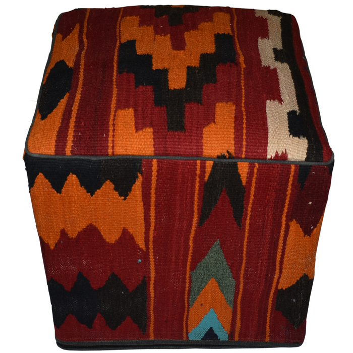 One of a Kind Kilim Rug Pouf Ottoman foot stool - #252 - Crafters and Weavers