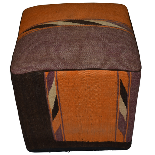 One of a Kind Kilim Rug Pouf Ottoman foot stool - #253 - Crafters and Weavers