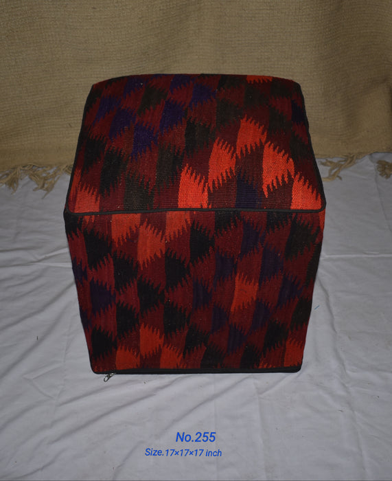 One of a Kind Kilim Rug Pouf Ottoman foot stool - #255 - Crafters and Weavers