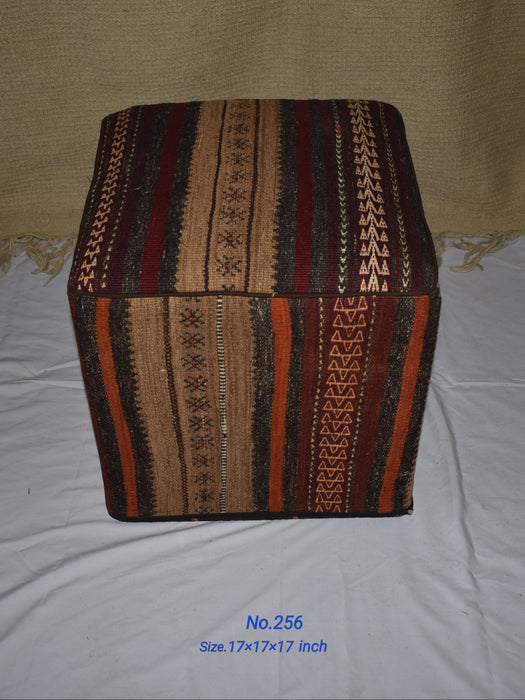 One of a Kind Kilim Rug Pouf Ottoman foot stool - #256 - Crafters and Weavers