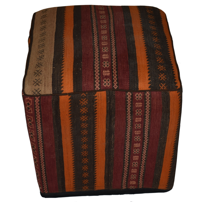 One of a Kind Kilim Rug Pouf Ottoman foot stool - #259 - Crafters and Weavers