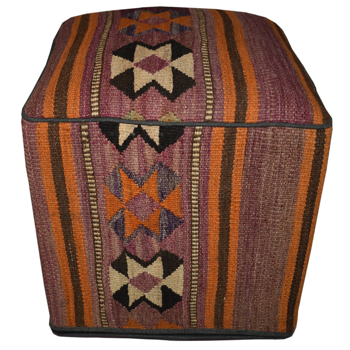 One of a Kind Kilim Rug Pouf Ottoman foot stool - #25 - Crafters and Weavers