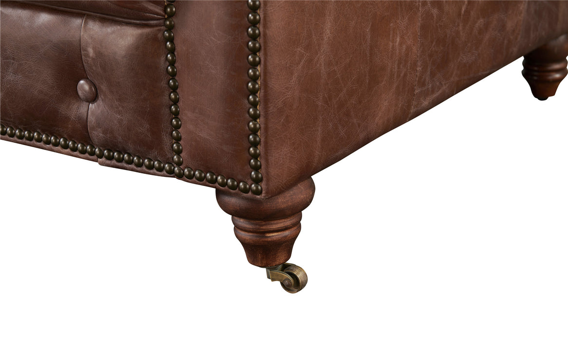 PREORDER Century Chesterfield Sofa - Bark Brown Leather - 118" - Crafters and Weavers