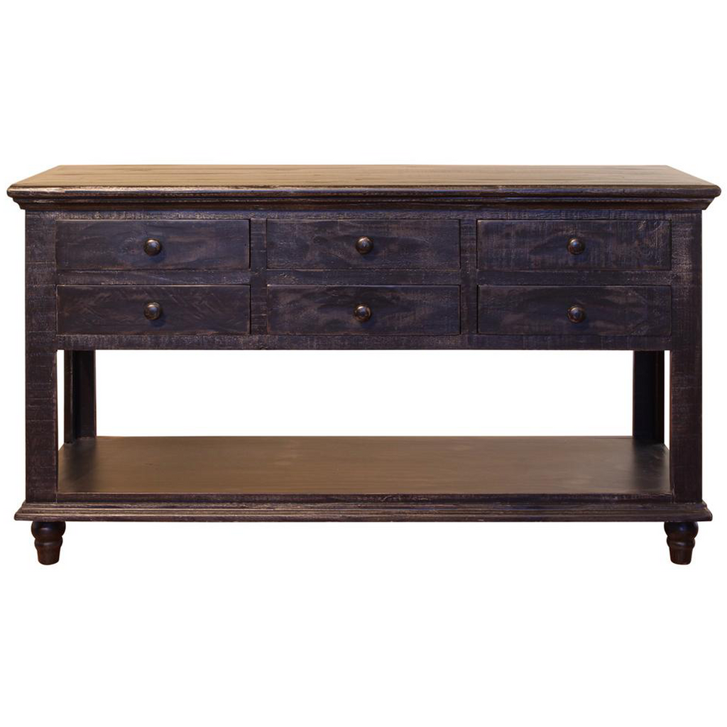 Solid Wood Distressed Charcoal Black ...