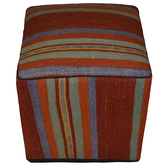 One of a Kind Kilim Rug Pouf Ottoman foot stool - #261 - Crafters and Weavers