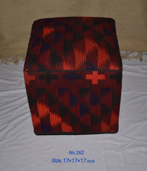 One of a Kind Kilim Rug Pouf Ottoman foot stool - #262 - Crafters and Weavers