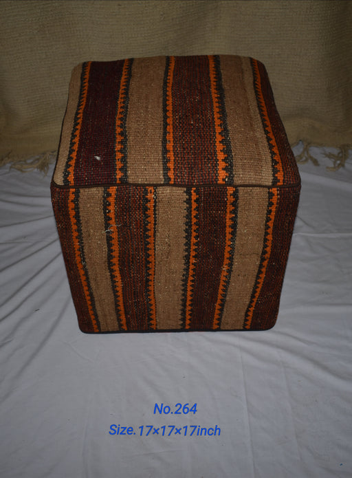 One of a Kind Kilim Rug Pouf Ottoman foot stool - #264 - Crafters and Weavers