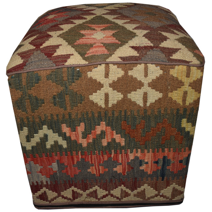 One of a Kind Kilim Rug Pouf Ottoman foot stool - #26 - Crafters and Weavers