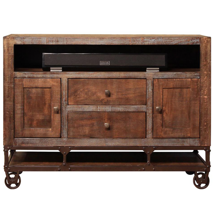 DISCONTINUED Greenview 52" Forged Iron Base TV Stand - Crafters and Weavers