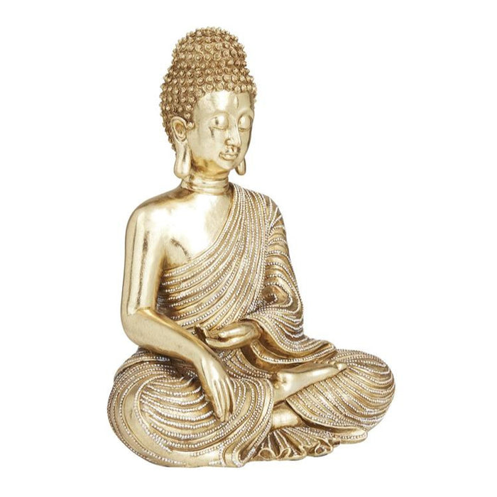 GOLD TRADITIONAL BUDDHA SCULPTURE, 6" X 4" X 8"