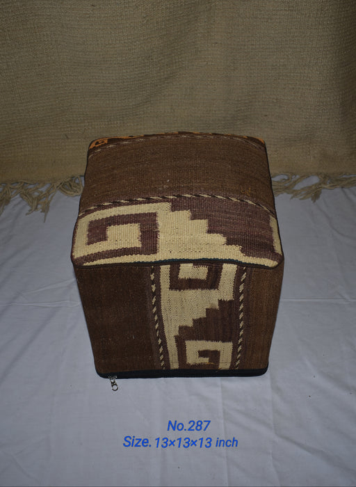 One of a Kind Kilim Rug Pouf Ottoman foot stool - #287 - Crafters and Weavers