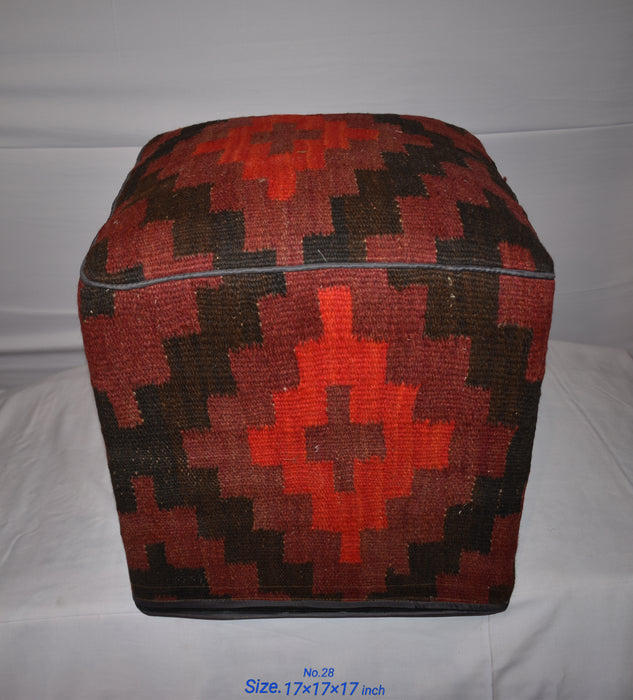 One of a Kind Kilim Rug Pouf Ottoman foot stool - #28 - Crafters and Weavers