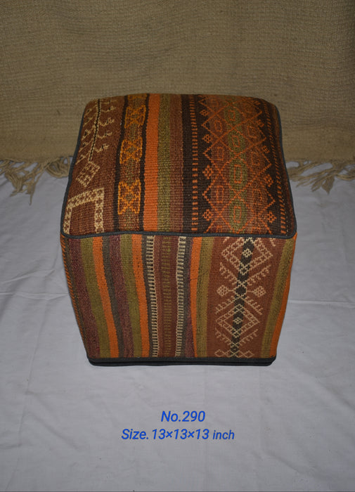 One of a Kind Kilim Rug Pouf Ottoman foot stool - #290 - Crafters and Weavers