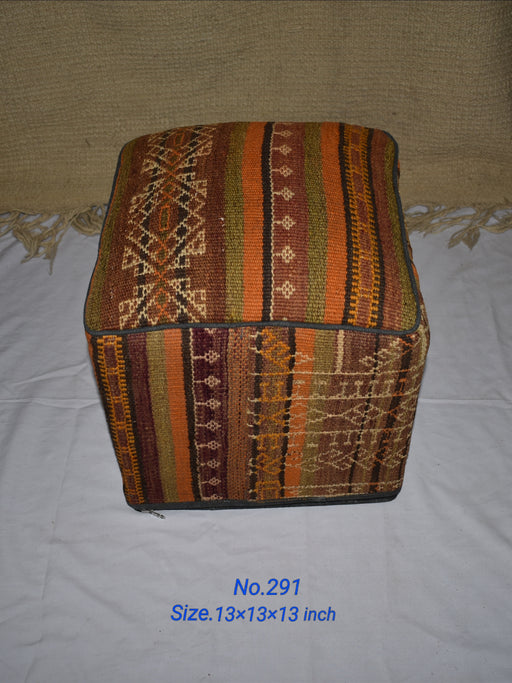 One of a Kind Kilim Rug Pouf Ottoman foot stool - #291 - Crafters and Weavers