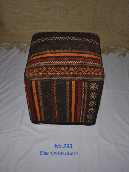 One of a Kind Kilim Rug Pouf Ottoman foot stool - #293 - Crafters and Weavers
