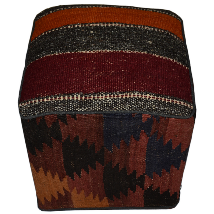 One of a Kind Kilim Rug Pouf Ottoman foot stool - #295 - Crafters and Weavers
