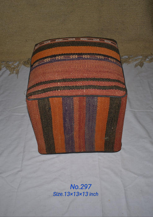 One of a Kind Kilim Rug Pouf Ottoman foot stool - #297 - Crafters and Weavers