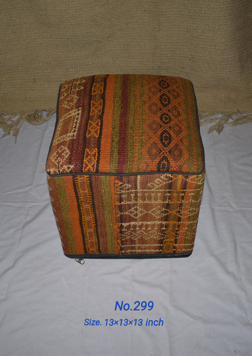 One of a Kind Kilim Rug Pouf Ottoman foot stool - #299 - Crafters and Weavers