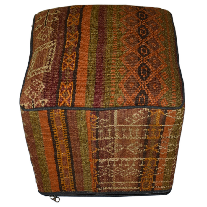 One of a Kind Kilim Rug Pouf Ottoman foot stool - #299 - Crafters and Weavers