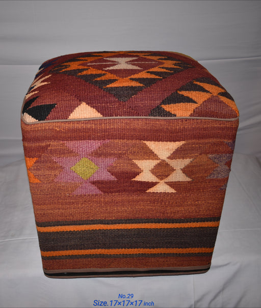 One of a Kind Kilim Rug Pouf Ottoman foot stool - #29 - Crafters and Weavers
