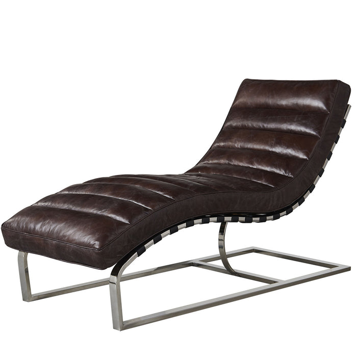 Buy Plano Modern Channeled Leather Chaise Lounge Online in the USA