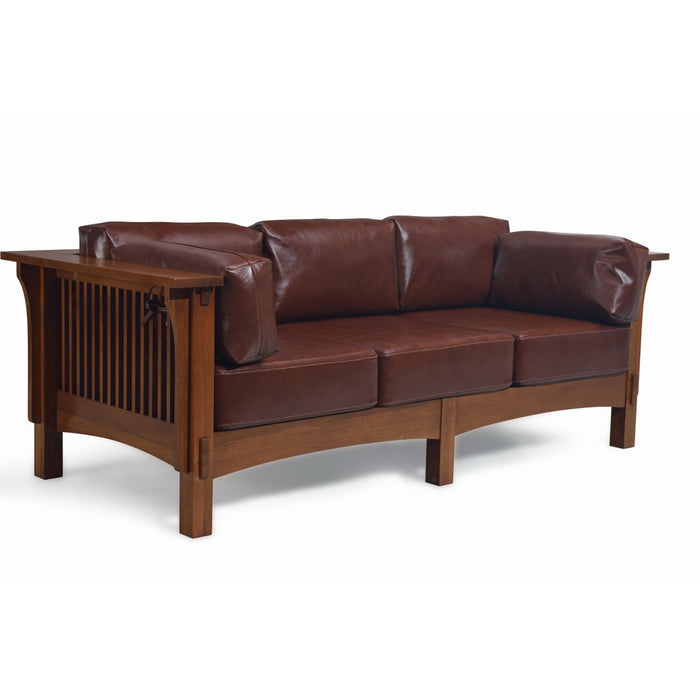 Mission Crofter Sofa - Solid Quarter Sawn Oak and Leather Cushions