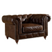 Century Chesterfield Arm Chair - Dark Brown Leather - Crafters and Weavers