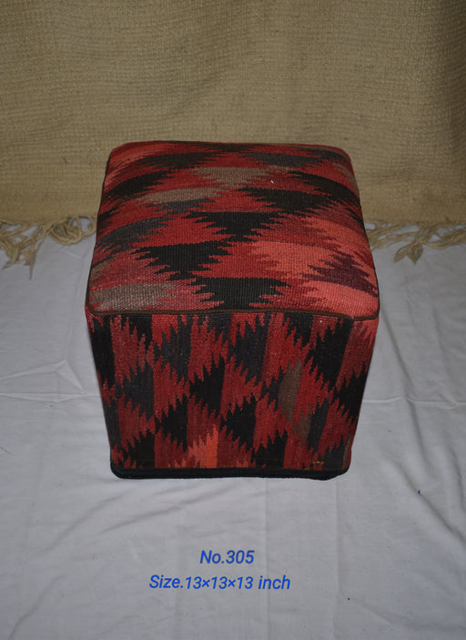 One of a Kind Kilim Rug Pouf Ottoman foot stool - #305 - Crafters and Weavers