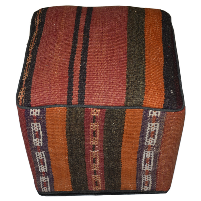 One of a Kind Kilim Rug Pouf Ottoman foot stool - #306 - Crafters and Weavers