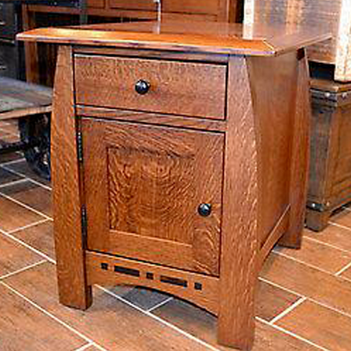 Amish Mission 1 Door / 1 Drawer Inlay End Table - Crafters and Weavers