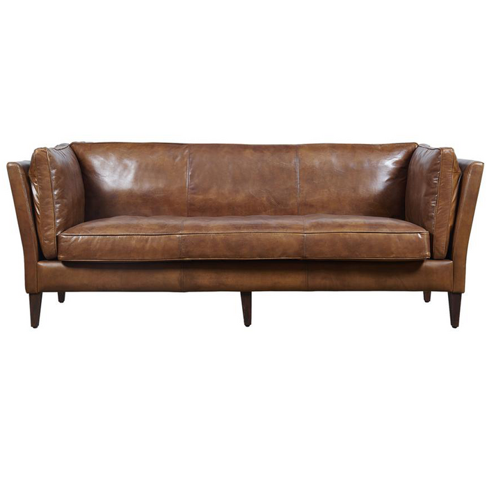 Kenmore Leather Sofa - Light Brown - Crafters and Weavers