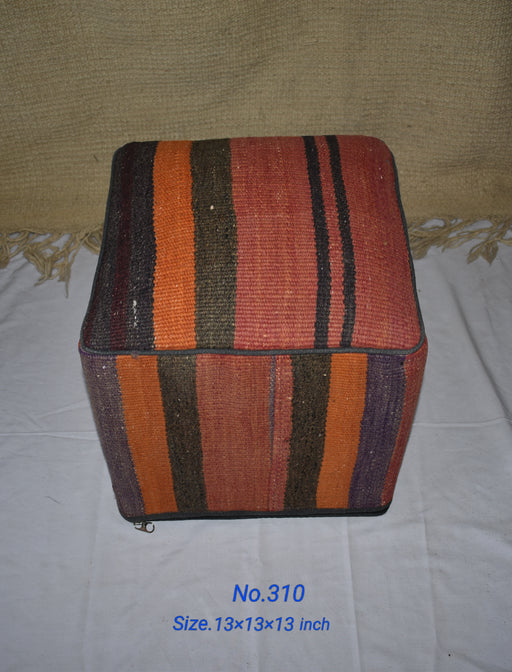 One of a Kind Kilim Rug Pouf Ottoman foot stool - #310 - Crafters and Weavers