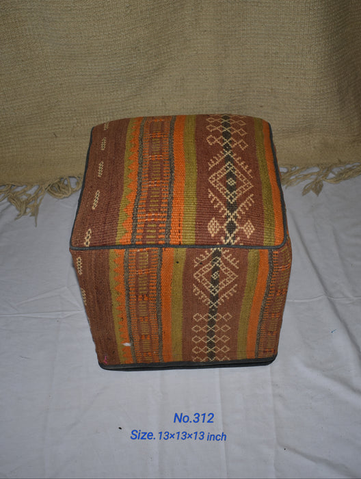 One of a Kind Kilim Rug Pouf Ottoman foot stool - #312 - Crafters and Weavers
